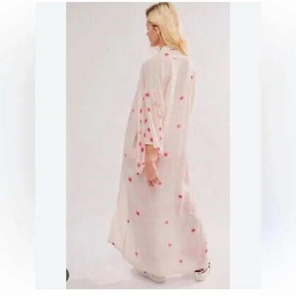Free People Laurel Canyon Printed Rose Kimono Duster NWOT - Picture 2 of 5